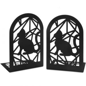 1 paire de serre-livres en m&eacute;tal en forme de chat noir - Cr&eacute;atif et vif - Petit chaton creux - Antid&eacute;rapant - &Eacute;pais - Serre-livres d&eacute;coratifs en fer - Organisateur de bureau pour enfants, (Feiandenguk, neuf)
