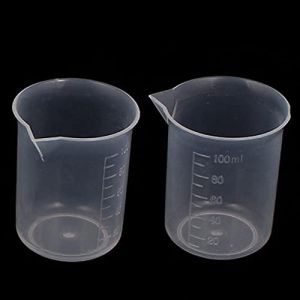 2 Pi&egrave;ces R&eacute;cipient Gradu&eacute; Transparent 100 ml pour Laboratoire et Cuisine | Gobelet en Plastique Blanc | Godet Gradu&eacute; en Plastique Transparent pour Test en Laboratoire (Raopuzi, neuf)
