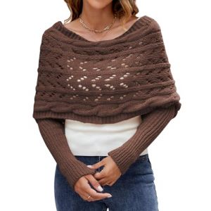 Wantonfy &Eacute;charpe Pull avec Manches Poncho Ch&acirc;le Wrap Finement Ch&acirc;le Femme Poncho Femme Hiver &Eacute;l&eacute;gant (Wantonfy, neuf)