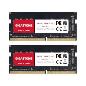 【DDR4 RAM Mise &agrave; Niveau pour Portable】 GIGASTONE 32Go Kit(2x16Go) DDR4 3200MHz(2933MHz Or 2666MHz) PC4-25600(PC4-23400, 21300) CL22 1.2V SODIMM 260pin UnbuffeRouge Non ECC M&eacute;moire Haute Performance (Gigastone Pro, neuf)