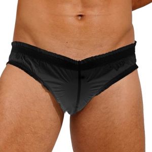 CHICTRY Homme Short de Bain Natation Piscine Caleçons Short de Nuit Pyjama Taille Elastique Lingerie de Nuit Sexy Coquine Hot String Slip de Bain Transparent Thong Underwear Noir B L (chictry, neuf)