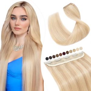 Elailite Extension a Clip Cheveux Naturel #18+613 SABLE BLOND MECHE BLOND CLAIR, 1pcs Extension Cheveux Humains à Clip 20cm (Naughty Fashion Mode, neuf)