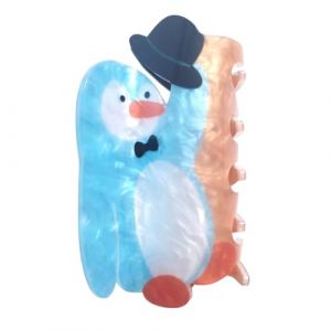 Pince à cheveux pingouin de dessin animé, pince à cheveux en acrylique, petite pince à griffes pour femme, 1 pièce (lot de 1) (hongwuzhenxiaodianpu, neuf)