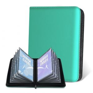 Classeur pour Cartes Jumbo &ndash; Classeur Surdimensionn&eacute; sans Anneaux en Cuir PU avec 60 Pochettes pour Cartes, Album de Collection Haut de Gamme pour Cartes &agrave; Jouer (15 cm x 21 cm), Bleu Aqua (Withyu, neuf)