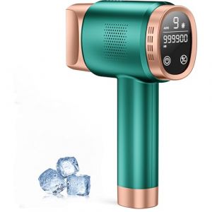 &Eacute;pilateur Lumi&egrave;re Puls&eacute;ee avec Refroidissement, &Eacute;pilation &agrave; lumi&egrave;re puls&eacute;e avec Grand &Eacute;cran LCD, 9 Niveaux D'&eacute;nergie, 2 Modes, 999,900 Flashes, &Eacute;pilateur pour Visage, Aisselles et Bikini, Vert (CUGIO, neuf)