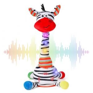 Edencomer Z&egrave;bre Musical Qui Danse, Peluche Parlante et Lumineuse - Jouet Musical Interactif pour B&eacute;b&eacute;, &Eacute;veil &Eacute;ducatif avec Sons et Lumi&egrave;res, Cadeau pour Enfant (Hengli Direct, neuf)