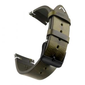 Bracelet de montre en cuir v&eacute;ritable cir&eacute; &agrave; l'huile, 18-24 mm, &agrave; d&eacute;gagement rapide, compatible avec Samsung/Seiko/Oris/Citizen(Ink Green Black,21mm) (DIEGEROUJIAMO-EU, neuf)