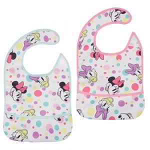 Ellepi Lot de 2 bavoirs Disney plastifi&eacute;s avec poche, Minnie & Mickey, Minnie., 37x22 cm (Bo.MA., neuf)