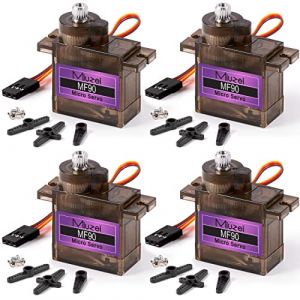 Miuzei Micro Servo Metal Gear 90 9G Rc Motor Direction pour Arduino Set Hélicoptère, Bateau Volant, Voiture 1/10 1/8 Robot Aile Fixe Hélicoptère DIY Modèles avec Corne Servo (4 pièces) (geekpow, neuf)
