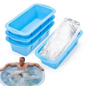 Lot de 4 grands bacs &agrave; gla&ccedil;ons, grands moules &agrave; gla&ccedil;ons pour cong&eacute;lateur, faciles &agrave; d&eacute;mouler, r&eacute;utilisables, pour faire des gla&ccedil;ons de 2 kg pour bain glac&eacute;, baignoire plongeante froide ou glaci&egrave;res (zhenyueroumaoyi, neuf)