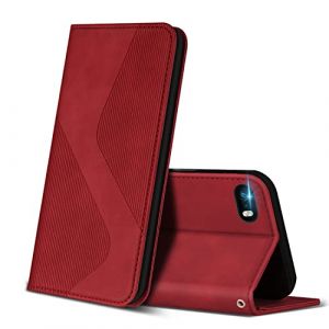ZONNAVI Coque pour iPhone 5 / iPhone 5s, Premium &Eacute;tui Housse en Cuir de Protection avec [Emplacements Cartes] [Magnetique], Clapet Folio Portefeuille pour iPhone 5 / iPhone 5s (Rouge) (ZONNAVI, neuf)