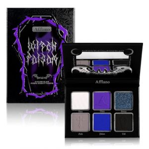 Afflano Palette d'Ombres à Paupières Gothique Violet Bleu, Multichrome Bleu Violet Mat Noir Blanc Gris Foncé Ombre à Paupières, Goth Eyeshadow Palette Pour Maquillage Halloween Costume Joker Cosplay (Afflano Direct, neuf)