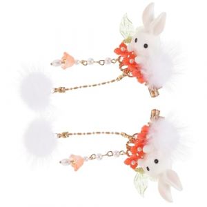 VICASKY 1 paire d'épingles à cheveux en forme de lapin, barrette à cheveux avec nœud, pinces à cheveux pour Pâques, filet, lapin, peluche, arc, décoration de Pâques, pinces à cheveux pour métal (Belicious Helper, neuf)