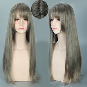 Perruque pour Harajuku Lolita Air Bangs Yurisa Même Style Mixte Gris Cheveux Longs Cos Perruque (long zhu tang, neuf)
