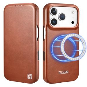 ICARER Coque pour iPhone 17 Pro Max, &Eacute;tui Housse Cuir V&eacute;ritable avec Fente pour Carte Bo&icirc;tier de Portefeuille Magn&eacute;tique Housse Etui Compatible Mag-Safe Charge pour iPhone 17 Pro Max 6,7-Marron (BaiNuo UK, neuf)