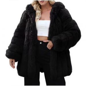 Manteau Fourrure Femme Capuche Veste Polaire Chaude avec Capuche Teddy Manteau en Fausse Fourrure pour Femmes Mi-Longue en Fausse Manteau d'hiver Manteaux et Blousons Automne Hiver Chaude en Peluche (⭐⭐⭐⭐⭐AEGJEGVD⭐⭐⭐⭐⭐, neuf)