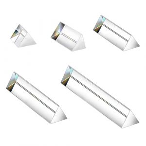 Lot de 5 prismes triangulaires en verre optique en cristal - Largeur : 30 mm - Prisme arc-en-ciel - Prisme triangulaire en cristal K9 - Lentille transparente pour la physique du spectre lumineux, (Lead First, neuf)