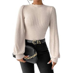 tinetill Femme Body en Tricot Chic Élégant Bodys à Manches Longues Bodysuit Côtes Haut Top Jumpsuit Combishort Combinaison Collant Chemisier Chemise Automne Hiver (Yiishang, neuf)