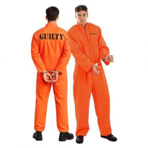 Fun Shack D&eacute;guisement Prisonnier Homme, Costume Prisonnier Orange Homme, Combinaison Orange Prisonnier Homme, Tenue Prisonnier Orange, D&eacute;guisement Halloween Homme Taille M (Morph Costumes, neuf)