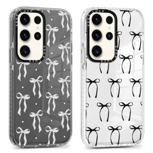 Xylota 2 x Coque pour Samsung Galaxy S23 Ultra 5G 6,8",Transparente &Eacute;tui avec Aesthetic Motif Noeud Papillon Case, Souple Silicone Mince TPU Housse Antichoc Antirayures Cover pour Samsung S23 Ultra,02 (AMCREST HOLDINGS, neuf)