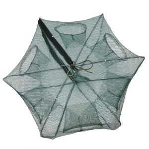 Odorkle Filet de Pi&egrave;ge de P&ecirc;che, Accessoire de P&ecirc;che de Cage de Crabe de Crevette de Filet de P&ecirc;che Automatique Pliable en Nylon Durable (6 Trous) (Lantacy, neuf)