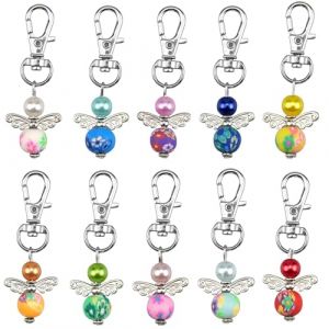 YunBey 10 Pièces Porte-clés Pendentif Ange, Ange Gardien Porte clés, Cadeau Invité, Porte Clef Merci pour Baptême Anniversaire, Mariage Communion (Hrroes, neuf)