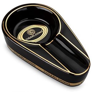 CIGARLOONG Cendrier à cigare de voyage en céramique pour à utiliser à l'intérieur et à l'extérieur Cendrier domestique (Noir) (Cigarking, neuf)