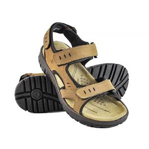Zerimar Sandales en cuir pour homme - sandales randonnée homme avec fermeture velcro réglable - sandale homme confortable - Oliva - Taille 41 (Zerimar Group 1942, neuf)