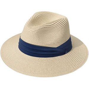 DRESHOW Femme Homme Chapeau de Paille Panama Chapeau Été Large Bord Chapeau de Soleil Anti-UV pour Plage Voyage Chapeau de Soleil (Dreshow, neuf)