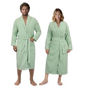 HOMELEVEL Peignoir Homme - Peignoir de Bain 100% Coton Éponge Absorbant du S au 3XL - Peignoir de Bain Femme Eponge avec Ceinture Col Châle et 2 Poches - Sortie de Bain Douche (SX-Commerce, neuf)