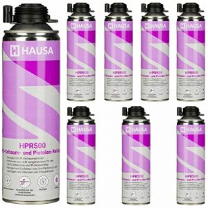 HAUSA Nettoyant pour Mousse PU et Pistolet pour mousse expansive HPR500 Détergent Dégraissage de Surfaces Métalliques Utilisation Professionnelle Nettoyage Laveur de Pistolets 8 x 500 ml (hausa.gmbh, neuf)