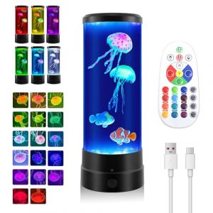 Micacorn 12" Lampe M&eacute;duse, Jellyfish Lampes avec 17 Couleurs RGB 4 Modes, Lampe Meduse Lumineuse Aquarium Avec T&eacute;l&eacute;commande C&acirc;ble de type-C, Veilleuse Enfant Adulte pour Chambre Nursery Maison (Micacorn, neuf)