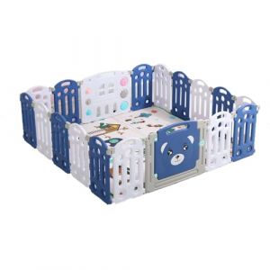 MoLi Grand Parc Bebe Modulable avec Tapis, Parc Bebe Pliable pour Nourrissons Int&eacute;rieur Ext&eacute;rieur, Centre d'activit&eacute;s pour Enfants Aire de Jeux avec &Eacute;ponge Anti-collision (16+2) (Kaiwen baby products, neuf)