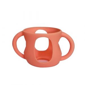 Manchon de biberon en silicone &ndash; Porte-biberon en verre pour avec poign&eacute;es | Anti-casse, anti-chute et r&eacute;sistant aux chocs, passe au lave-vaisselle, sans BPA, accessoire d'allaitement (bin'shop, neuf)