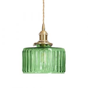 HJXDtech Luminaire Suspension Industriel Vintage en Verre Vert, Douille E27 en Laiton avec Interrupteur, Lampe Suspendu Réglable en Hauteur, Lustre pour Cuisine, Chambre, Salle à Mange (HJXDtech, neuf)