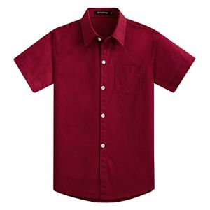 Spring & Gege Chemise Couleur Garçon Unie Uniforme Scolaire Classique de Coton pour Enfant Bordeaux 13-14 Ans (SpringgegeEU, neuf)