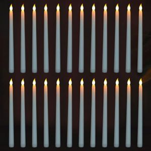 FAEFTY Bougie Led Flamme Vacillante, Lot de 24 Bougies Electriques, Bougie Coniques Sans Flamme, Bougie Pile pour Noël, Thanksgiving, Dîner aux chandelles, Mariage, Fête （Blanche, 2.1 x 28 cm） (lanruiyan1649, neuf)