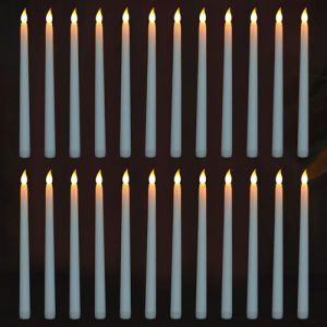 FAEFTY Bougie Led Flamme Vacillante, Lot de 24 Bougies Electriques, Bougie Coniques Sans Flamme, Bougie Pile pour Noël, Thanksgiving, Dîner aux chandelles, Mariage, Fête ?Blanche, 2.1 x 28 cm? (TiMove, neuf)