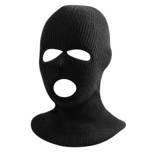QINQINZIJIN Cagoule 3 Trous, Cagoule Balaclava pour Homme/Femme, Balaclava &agrave; 3 Trous Tricot&eacute;, Coupe-Vent et Respirant Cagoules de Visage Complet de Visage Tricot&eacute; d'hiver pour Cyclisme, Moto, Ski (qinghongparty, neuf)