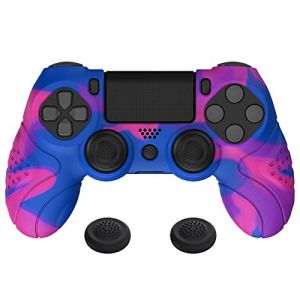 playvital Protection pour ps4 Coque Manette,Housse Silicone avec Capuchon Joystick pour ps4 Slim Pro Controller Skin Cover-Rose & Violet & Bleu,Guardian Edition (Game Skindecal Store, neuf)
