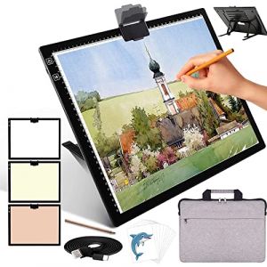 Tablette lumineuse a3 rechargeable avec sac&Support, 3 couleurs dimmables et 6 niveaux de gradation table lumineuse a3 pour le dessin, diamond painting, la peinture, la visualisation aux rayons X (iVAOOZE EU, neuf)