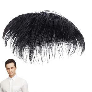 Postiche court pour homme &ndash; Perruque pour homme, postiche pour homme | Postiche courte noire pour homme, postiche courte noire naturelle, extension de cheveux | (qifanm, neuf)