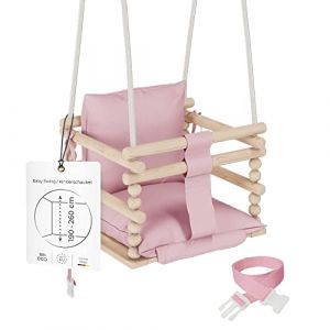 MAMOI® Balancoire Bebe pour Interieur, Siege balançoire pour bébé, Balancelle de Coton en Bois Naturel, Baby Swing pour Enfant à partir de 3 en 1 (MAMOI, neuf)