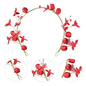 Healvian 1 Pc Bandeau Diadème De Mariage Accessoires De Cheveux De Mariage Brillant Bandes De Cheveux De Mariage Vigne De Cheveux De Mariage Coiffe De Diadème De Mariée Alliage Rouge (Le Sengyu, neuf)