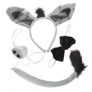 SAFIGLE 4 Pièces Déguisement Âne pour Garçon Fille Oreilles Nez Queue et Nœud Costume Mignon pour Halloween et Cosplay (Grand Di, neuf)