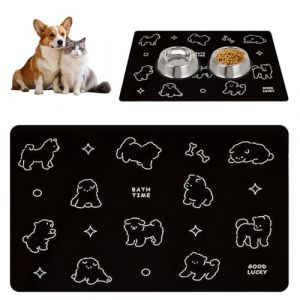 Super Absorbant Lavable Tapis Chat Gamelle, 60 x 40 cm Tapis Nourriture Chat &agrave; S&eacute;chage Rapide, Tapis Gamelle Chien Imperm&eacute;able et Antid&eacute;rapant, Tapis Gamelle Chien Terre de Diatom&eacute;e, Nettoyage Facile (dejianzhuangshi, neuf)