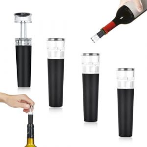 JYNXOR 4pcs Pompe &agrave; vide vin bouchons, Bouchons Bouteille Pour Vin et Champagne, bouchon bouteille vin, Bouchon pour Bouteille de Biere, R&eacute;utilisable Bouchon pour garder le vin frais, accessoires vin (SHOPSCAPE INK, neuf)