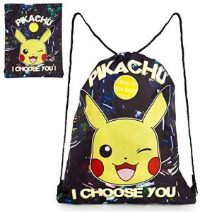 Pokémon Sac A Dos Pikachu, Sac De Sport Enfant, Piscine, Loisirs, Voyage Figurine Phosphorescent, Sac A Dos Pliable A Cordon De Serrage Pour Enfants Et Ados, Idée Petit Cadeau Garcon Fille (Get Trend., neuf)