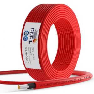 ANFIL Câble d'extension pour Panneau Solaire - Noir et Rouge 4mm² 6mm² - 1800V DC Classé - Fil de Qualité à Double Isolation (100m, 6mm² Rouge) (ANFIL TECH, neuf)