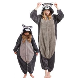 DarkCom Raton Laveur Gris Onesie pour Enfants et Adultes,Vêtements de Nuit Combinaison Parent-Enfant Cosplay Animal Halloween Kigurumi Costume Pyjama de Noël 10-11 Years (DarkCom-fr, neuf)